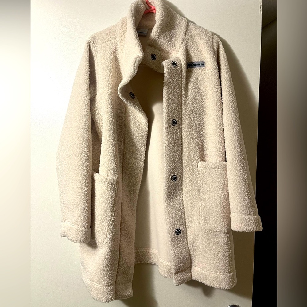 Cozy Sherpa fleece has just enough stretch and urban edge.